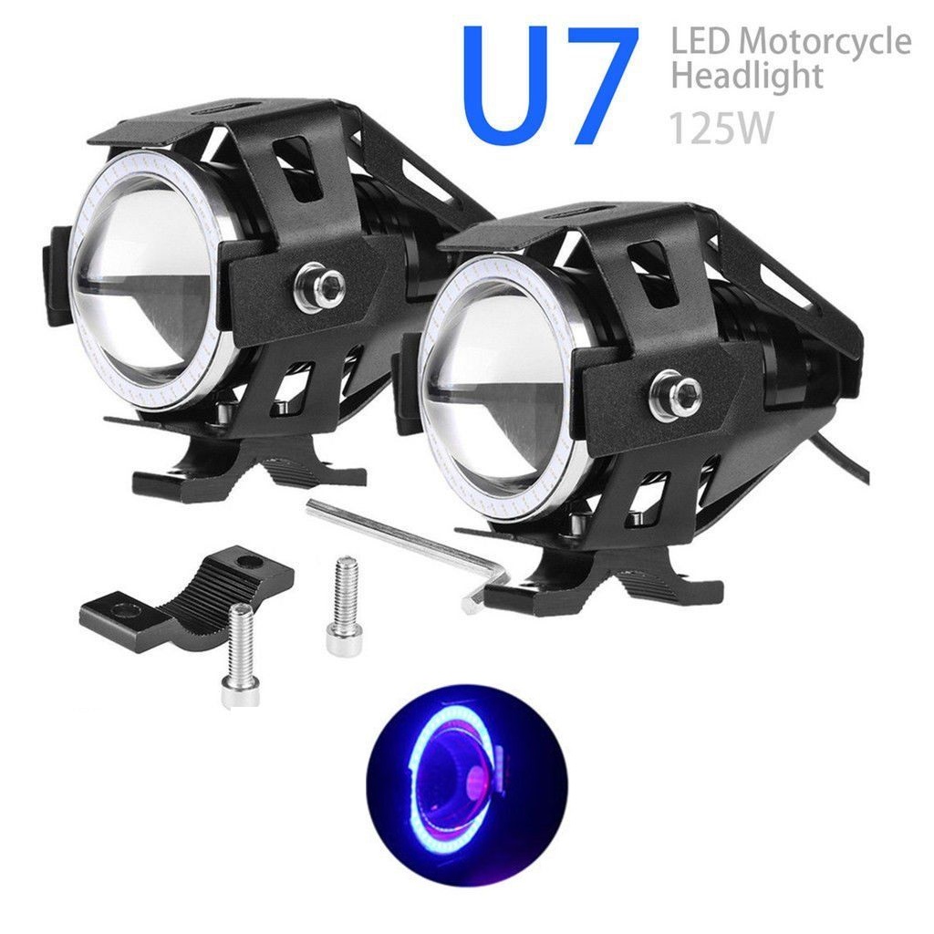 2x 125W Waterproof U7 LED Motorcycle Headlight 3000LM CREE